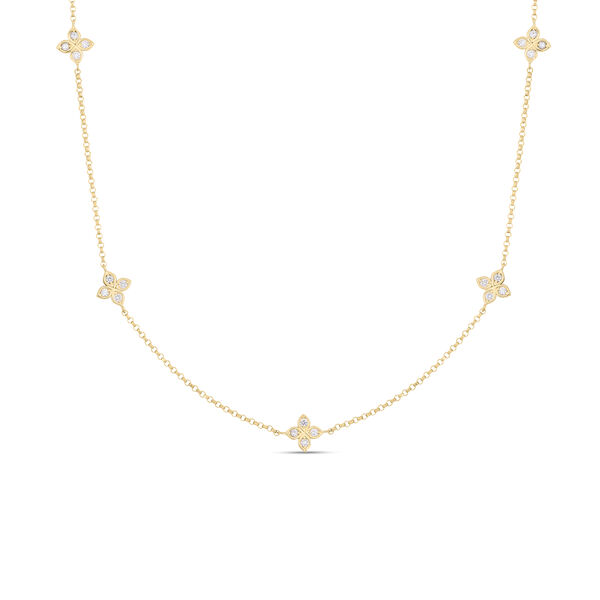 Love In Verona Yellow Gold and Diamond 5 Station Necklace